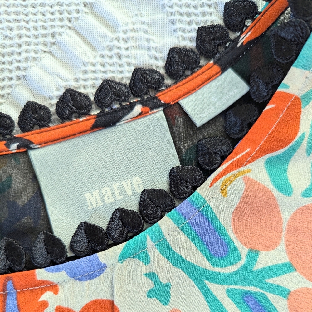 Anthropologie Maeve Silk Floral Folkart Kimono Top - Picture 8 of 9